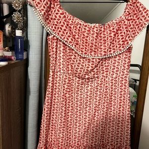 Eyelet red off the shoulder dress